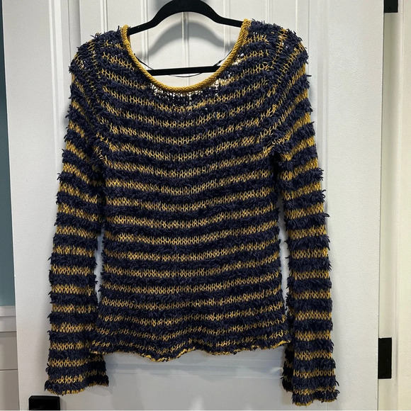 Free People Downey Stripe Fuzzy Knit Pullover‎ Sweater. Size Small. - Picture 2 of 6